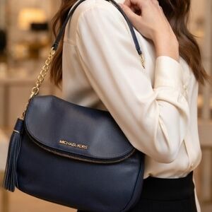 Michael Kors Navy Leather Shoulder Bag
